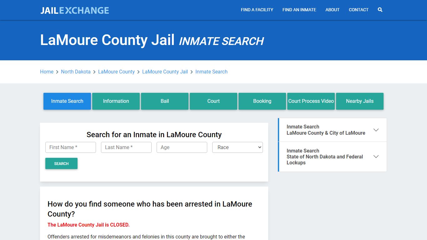 LaMoure County Jail, ND Inmate Search: Roster & Mugshots